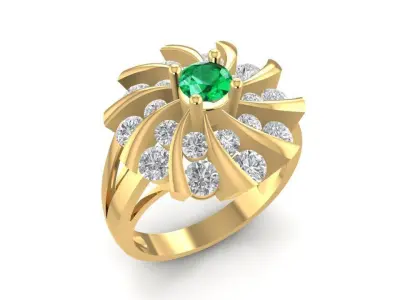 Luxury Flower Diamond Ring for Women 1706 3D print model