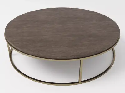 Ring Shaped Coffee Table - Golden and Wood 3D model