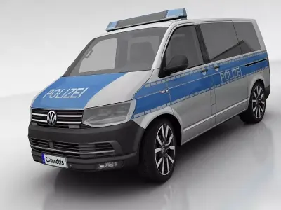 VW T6 polizei Low-poly 3D model