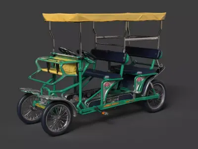 Chinese Surrey bike Low-poly 3D model