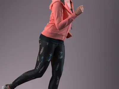 European woman jogging in sportive clothing 3D model