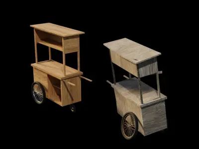 Cart and broken cart Low-poly 3D model