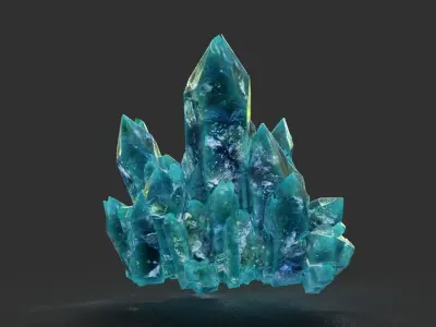 Low poly Blue Crystal Gemstone Pack 200114 Low-poly 3D model