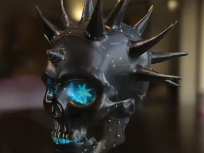 Demonic Skull Helmet with Spikes 3D model