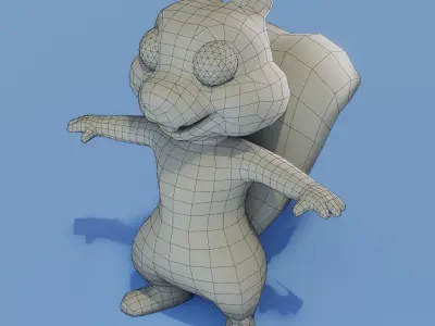 Cartoon Squirrel Rigged Base Mesh 3D Model Low-poly 3D model