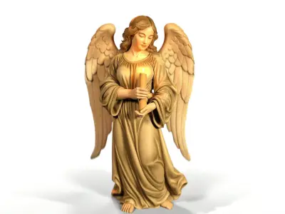 Angel with a candle 3D print model