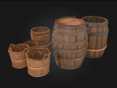 Barrels and Baskets  Everyday Storage of a Bygone Era 3D model