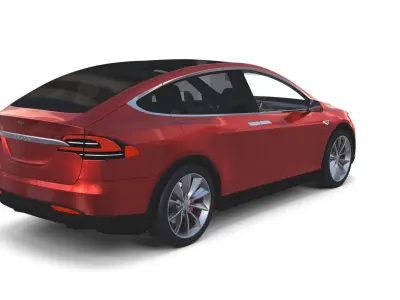 Tesla Model X Red with interior and chassis 3D model