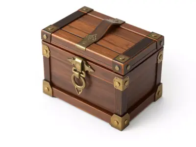 Ornate Wooden Treasure Chest Low-poly 3D model