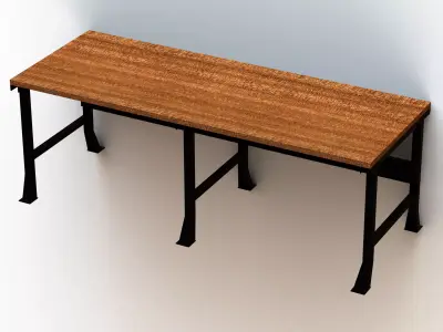 Steel Wood Bench Low-poly 3D model
