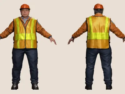 High-Quality 3D Construction Foreman Character Model Low-poly 3D model