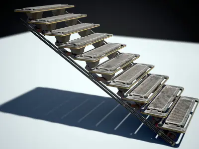 Cyberpunk  Stair -  sci fi Low-poly 3D model