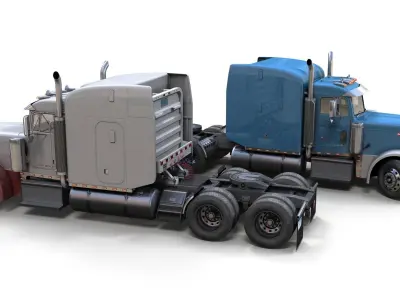 Peterbilt 379 semitruck Low-poly 3D model