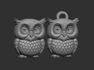 owl cartoon keychain cnc model 3D print model