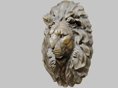 Bronze Lion Head Low-poly 3D model