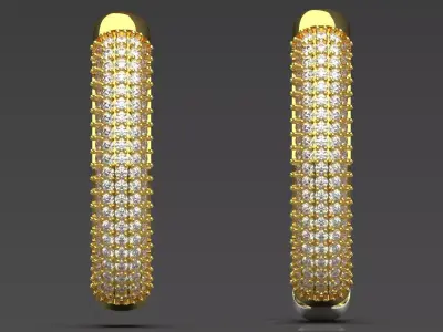 Modern Two-Tone Gold Hoop Earrings with Diamonds Model je0113 3D print model