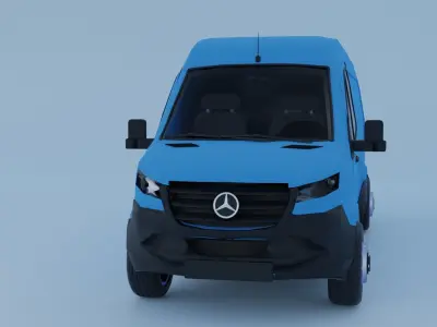 Blue Mercedes 3D van model 3D model
