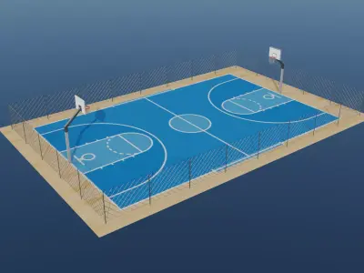 Basketball Court Scene 3D model