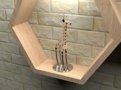 Interior gold giraffe on shelf Free 3D model