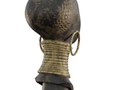 Antique African-Inspired Statue-Tribal Bust 3D Model 3D model