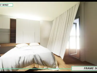 Pack of two Animated Curtains - Moderate and Strong wind 3D model