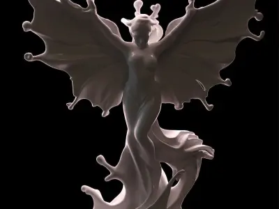 Elegant Fantasy Fairy Statue with Flowing Wings 3D print model