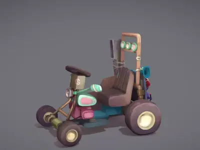 Moped toy tractor Low-poly 3D model