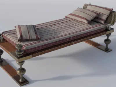 Roman bed - Triclinium - Lectus cubicularis Low-poly 3D model