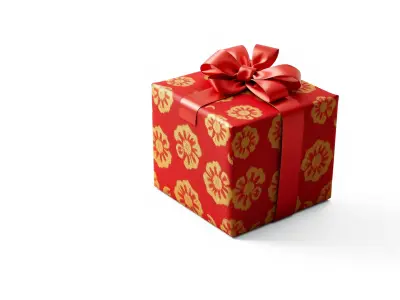 Luxurious Red Gift Box with Floral Motifs model pack Low-poly 3D model