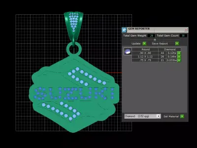 Suzuki Gold Pendant 3D Printable Jewelry Model 3D print model