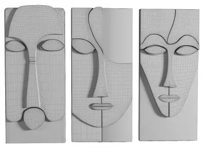 Modern Abstract Face Wall Art Decor Low-poly 3D model