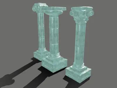 Pillar Set three pillars made of glass Low-poly 3D model