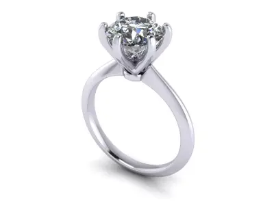 Solitaire Diamond Wedding Ring R4 3D print model