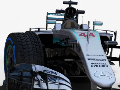 Mercedes W07 car Low-poly 3D model