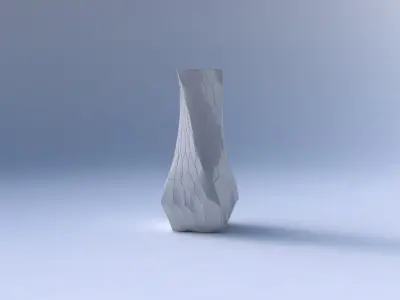 Vase twisted larger opening quadratic with fine organic cells 3D print model