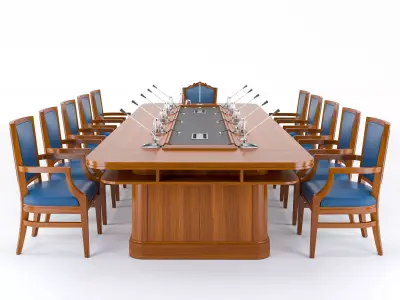 Meeting table and chairs set 3D Model Low-poly 3D model