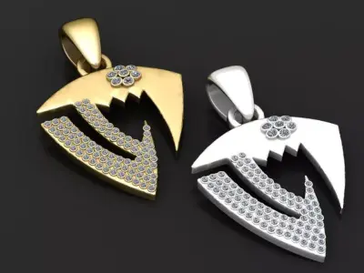  DIAMOND Shield Pendant 3d printable  model pendant  3D print model