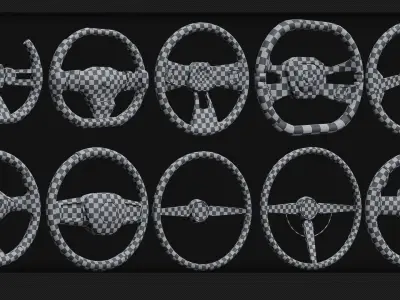 20 Steering Wheels - Base Mesh Low-poly 3D model