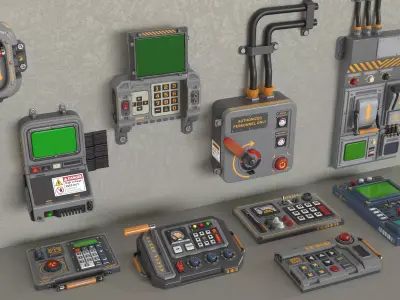 Control Panel 3 - 10 pieces Low-poly 3D model
