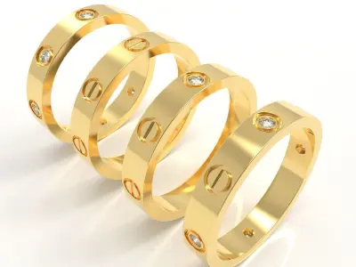Screw Ring Set 4 Variations Size 62 3D print model
