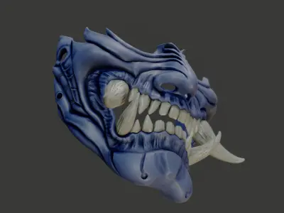 Wearable Oni Mask 14 Demon Half Face Ver 2 3D print model