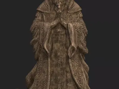 Bishop Statue Low-poly 3D model