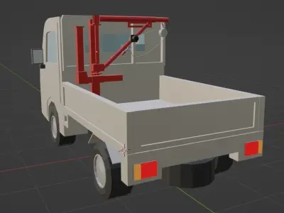 Low-poly 3D model Light truck crane vehicle Power gate vehicle  Low-poly 3D model