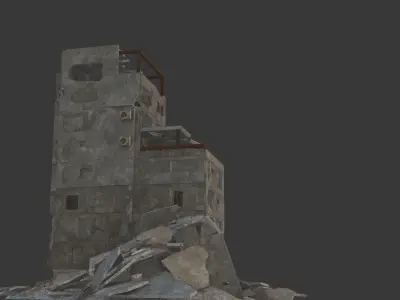 destroyed building Low-poly 3D model
