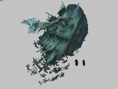 Game Seabed Wreckage - Wreckage 02 3D model