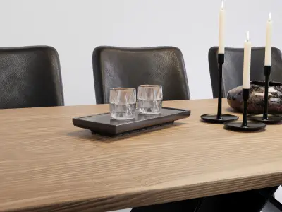 TABLE SET dining with chairs 3D model