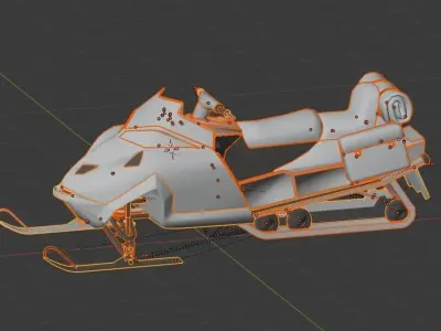 Snowmobile 3D model Low-poly 3D model