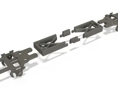 Train wagon chassis with hook for n-scale models 3D print model