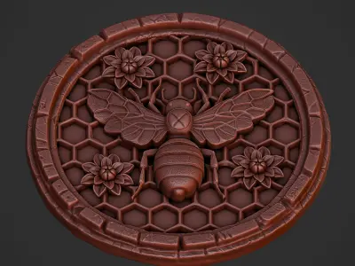 Bee and Honeycomb Relief for CNC and 3D Printing 3D print model