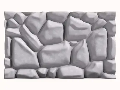 Crude Granite Block Wall Segment 3D model